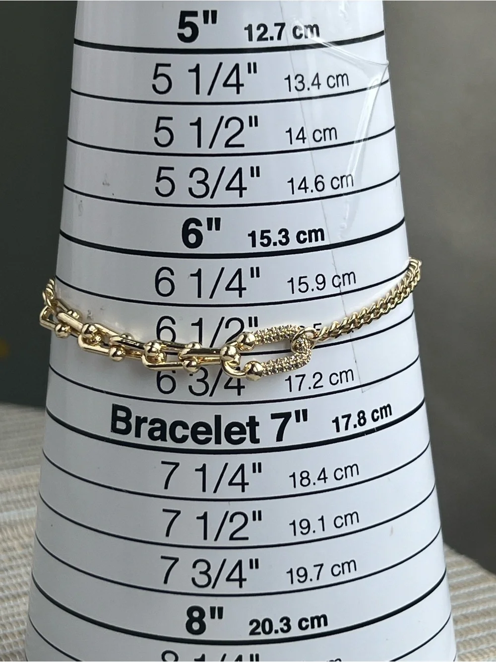 Gold horseshoe Link Bracelet with Pave horseshoe center Accent